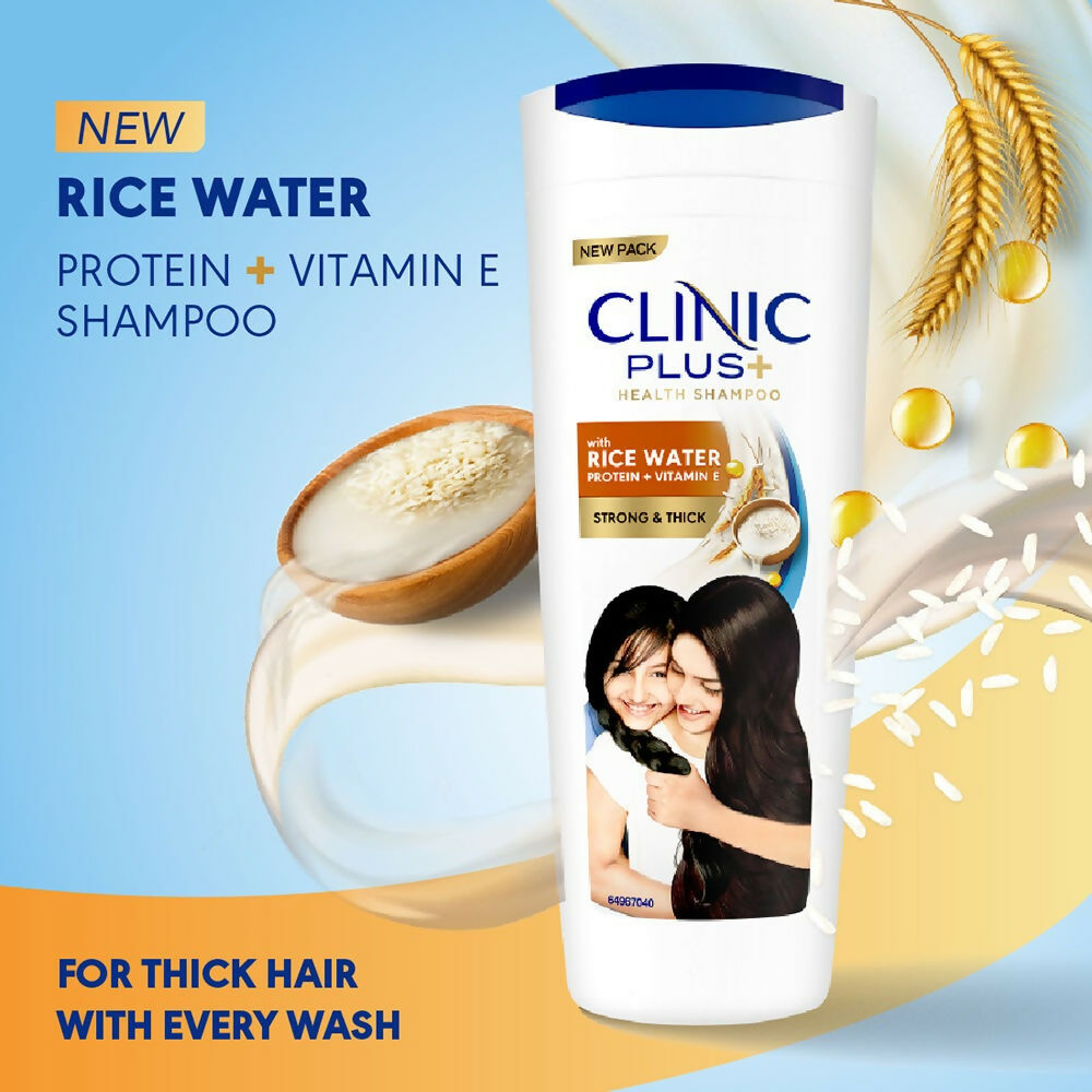 Clinic Plus With Rice Water Protein + Vitamin-E Strong & Thick Shampoo - Distacart