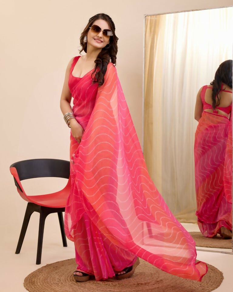 Gajri Georgette Designer Printed Ready To Wear Saree - Ibiza