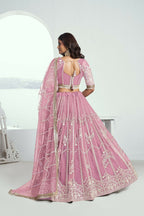 Eilara Glamorous Pink Thread Embroidered Work Net Wedding Lehenga Choli
