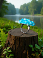 Inhanns Rang-E-Roshan Adjustable Ring – Handmade Crystal Statement Ring - Sky Blue Small