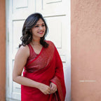 DEIANA'S Beautiful Designer Golden zari Soft Lichi Silk Saree - Red
