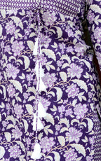 Miravan Women's Floral Block Printed Purple Angrakha Kurta And Palazzo With Dupatta Set