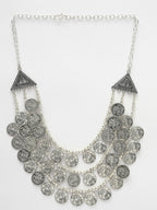 NVR Women's 3 Layered Artificial Beads German Silver Oxidised Necklace