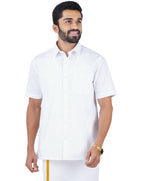 Ramraj Cotton Mens Half Sleeve Formal 100 % Cotton White Shirt