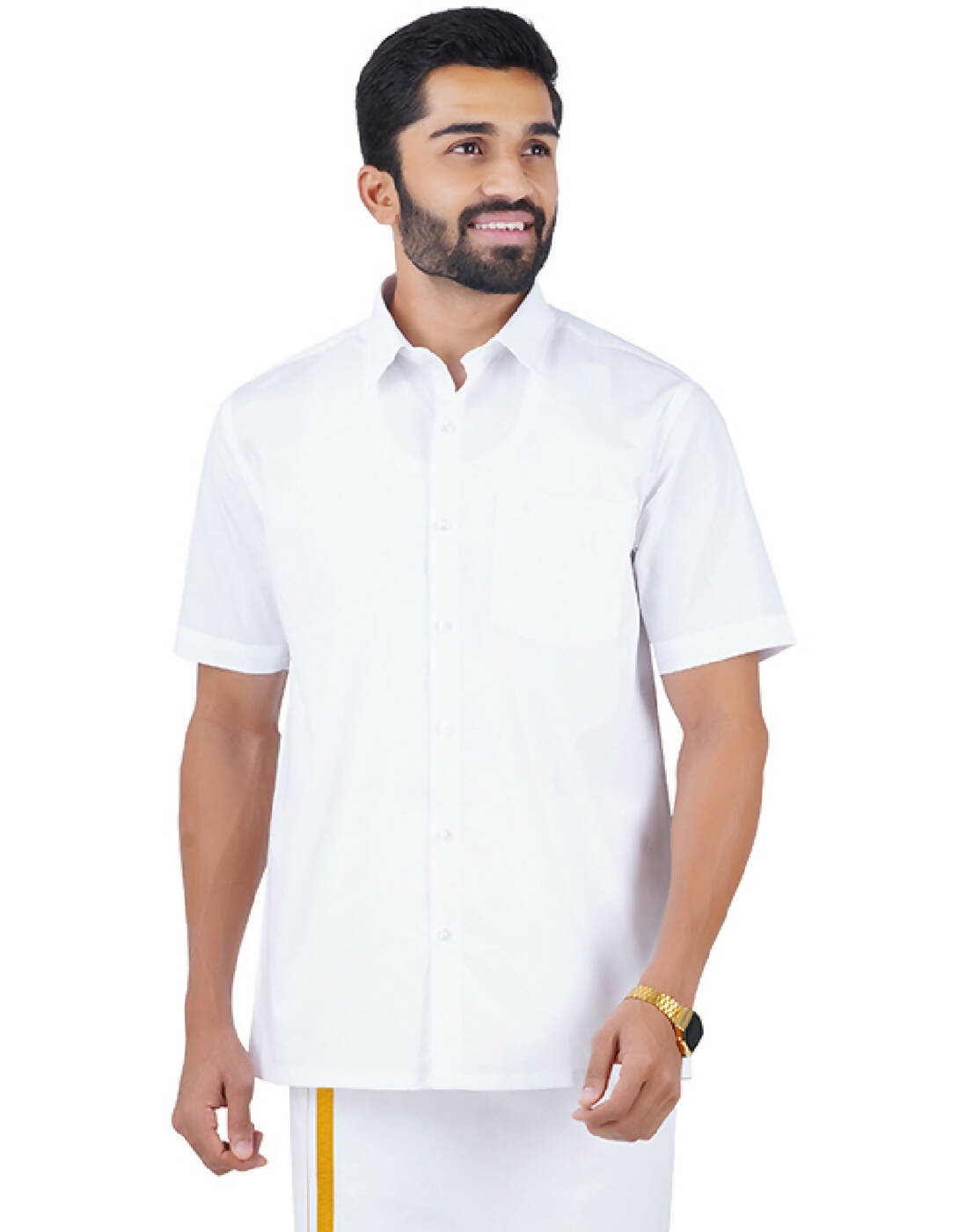 Ramraj Cotton Mens Half Sleeve Formal 100 % Cotton White Shirt