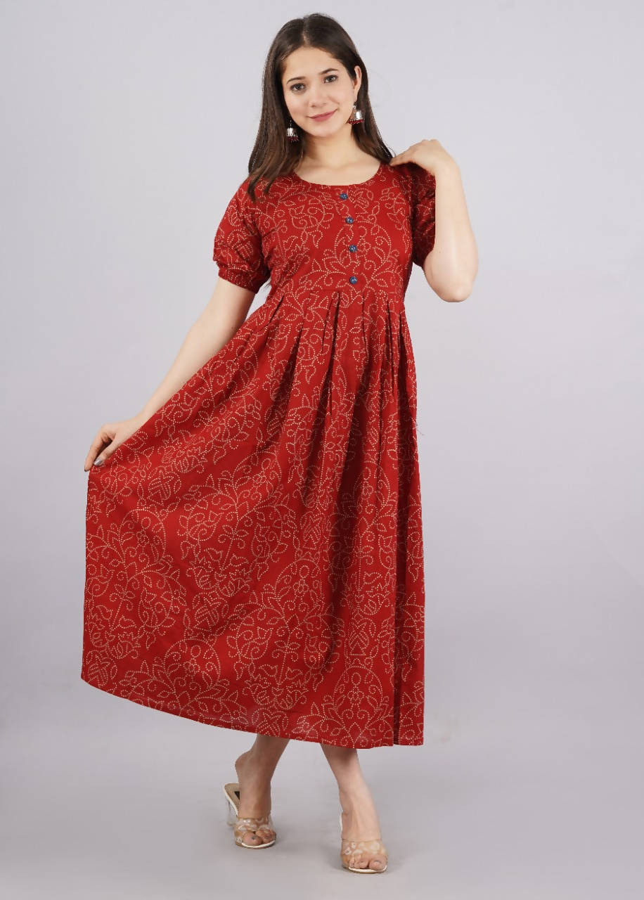 Vamika Red Cotton Printed Party Wear/Casual Wear Kurti - Distacart