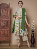 Myshka Women's Multi Anarkali Kurta & Palazzos With Dupatta