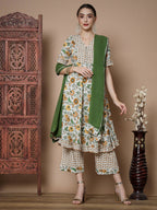 Myshka Women's Multi Anarkali Kurta & Palazzos With Dupatta