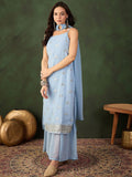Sangria Sequined Straight Kurta & Sharara With Dupatta