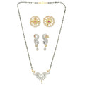AanyaCentric Gold-Polished Mangalsutra with Pendant, 2 Pair Earrings