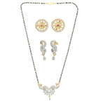 AanyaCentric Gold-Polished Mangalsutra with Pendant, 2 Pair Earrings