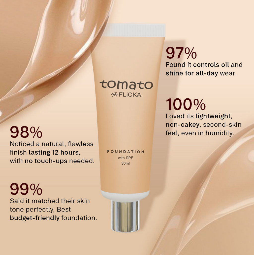Flicka Cosmetics Tomato Moisturizing Lightweight & Long Lasting Liquid Foundation Walnut 04 - Distacart