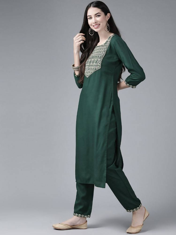 Yufta Women's Rayon Kurti With Pant Dupatta Set