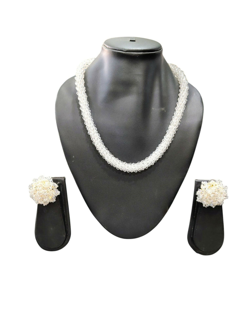 Inhanns Noor-E-Jalwa – Handmade Crystal Bead Necklace / Necklace With Earrings -Adjustable - White
