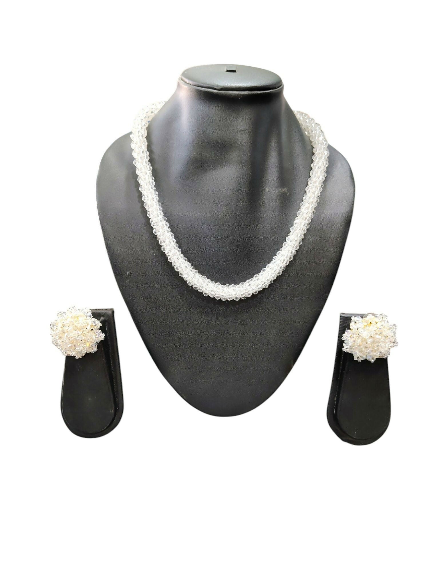 Inhanns Noor-E-Jalwa – Handmade Crystal Bead Necklace / Necklace With Earrings -Adjustable - White