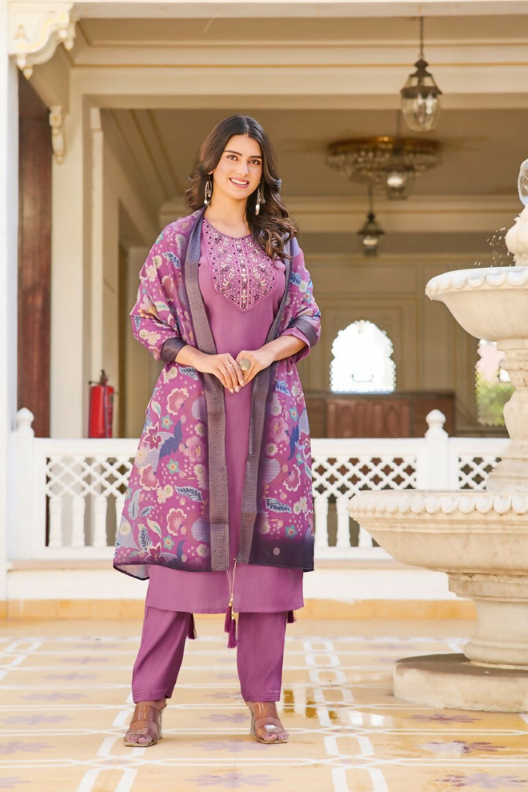 Festive Wear Ethnic Light Purple vetigun Stitched Suit With Dupatta - Nisha