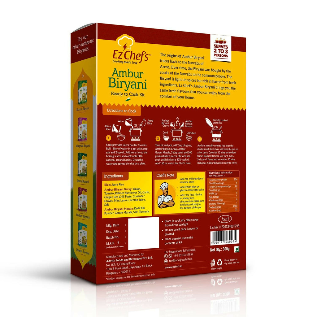 Ez Chef's Ambur Biryani Kit - Ambur's Famous Biryani - Distacart