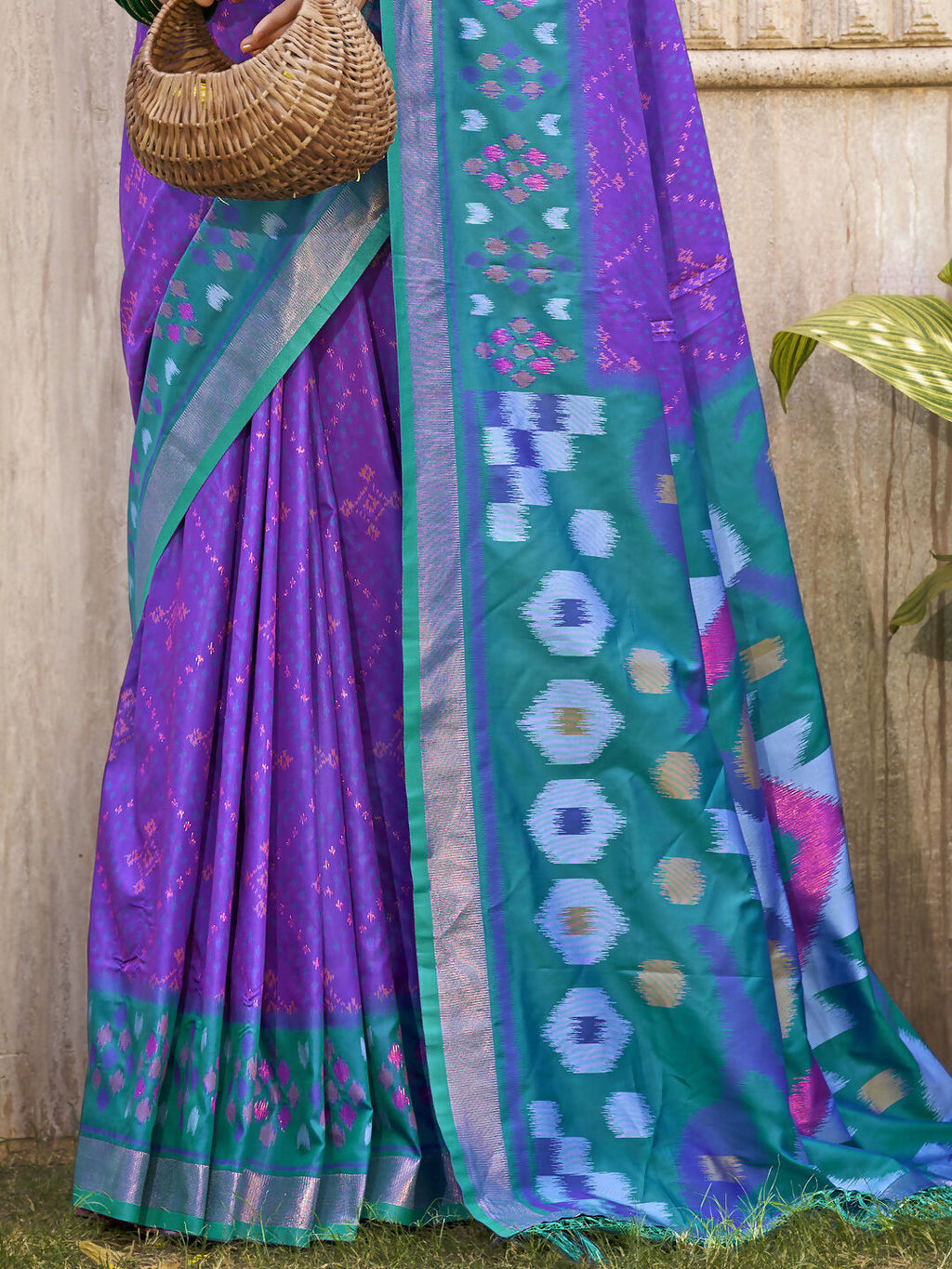 Shree Shyam Fashion Pochampalli Silk Violet Saree - Distacart