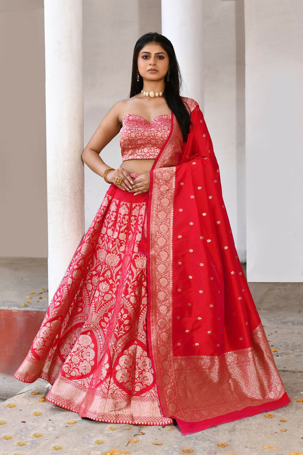 Joban Fashion Fuchsia Soft Pure Handloom Banarasi Silk Lehenga
