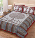 Vamika Printed Cotton Red Tree Stripe Bedsheet With Pillow Covers (PM Treestripe Red)