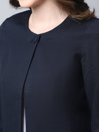 Even Apparels Navy Polywool Open Front Statement Women's Jacket
