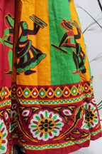 Multi Color Pure Cotton Hand Block Print Navratri Lehenga Choli with Dupatta - Raas