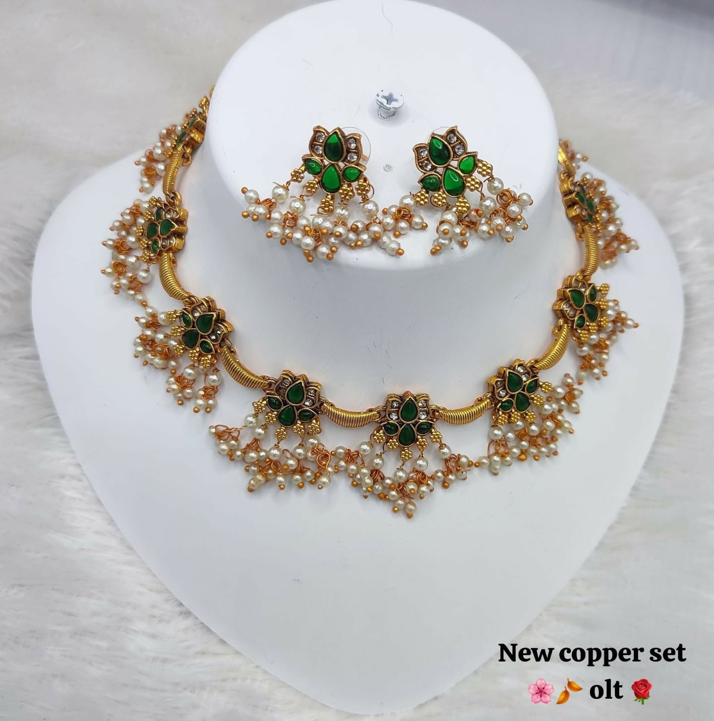 Joban Fashion Women Green Copper Necklace Set