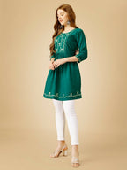 Jyoti Fashion Women's Rama Viscose Rayon Embroidered Casual Top