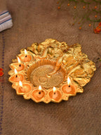 Craftvatika Gold-Toned Metal Lord Ganesha Design Kuber Diya