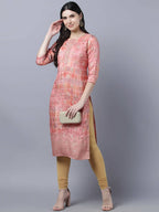 Myshka Stylish Pink 3/4 Sleeve Women's Kurta - Distacart