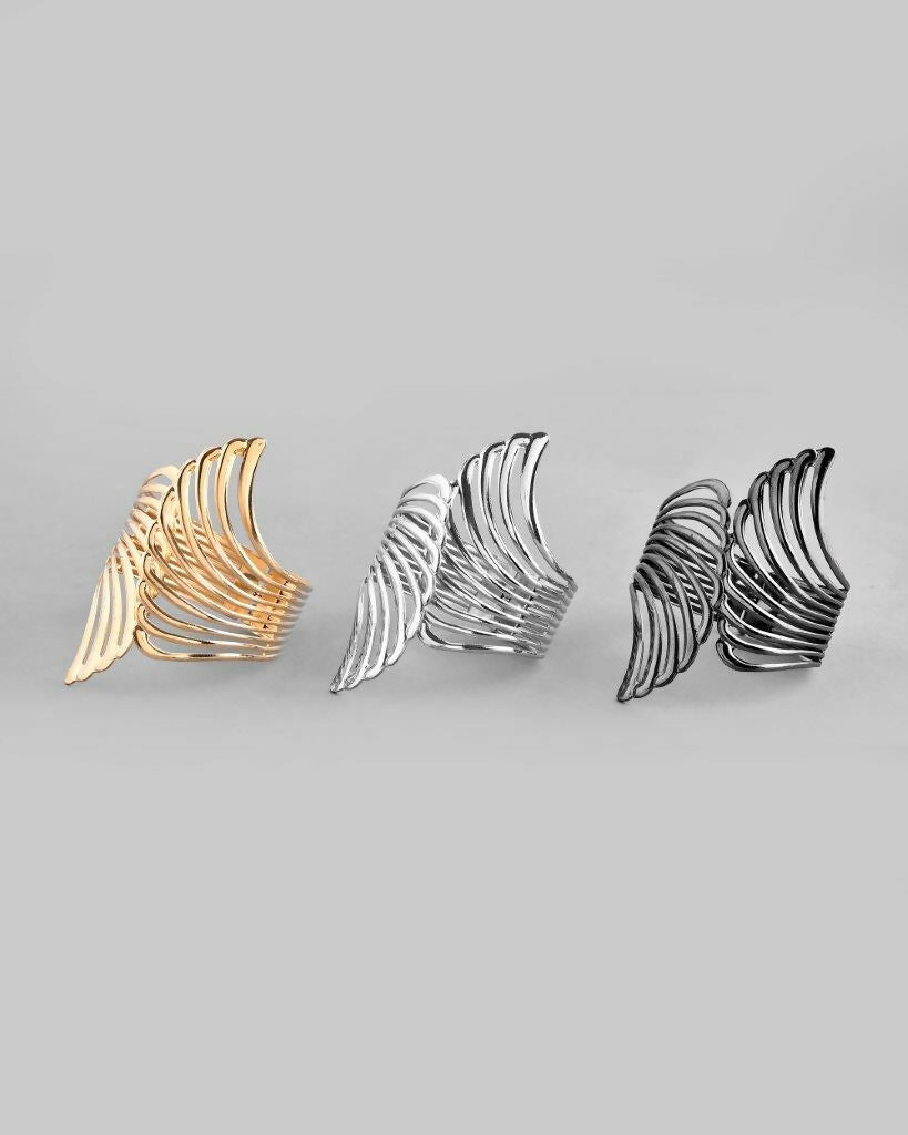 VOJ Pack of 3 Bracelet - Gold, Silver and Black Tonned Kada Bracelet. - Distacart