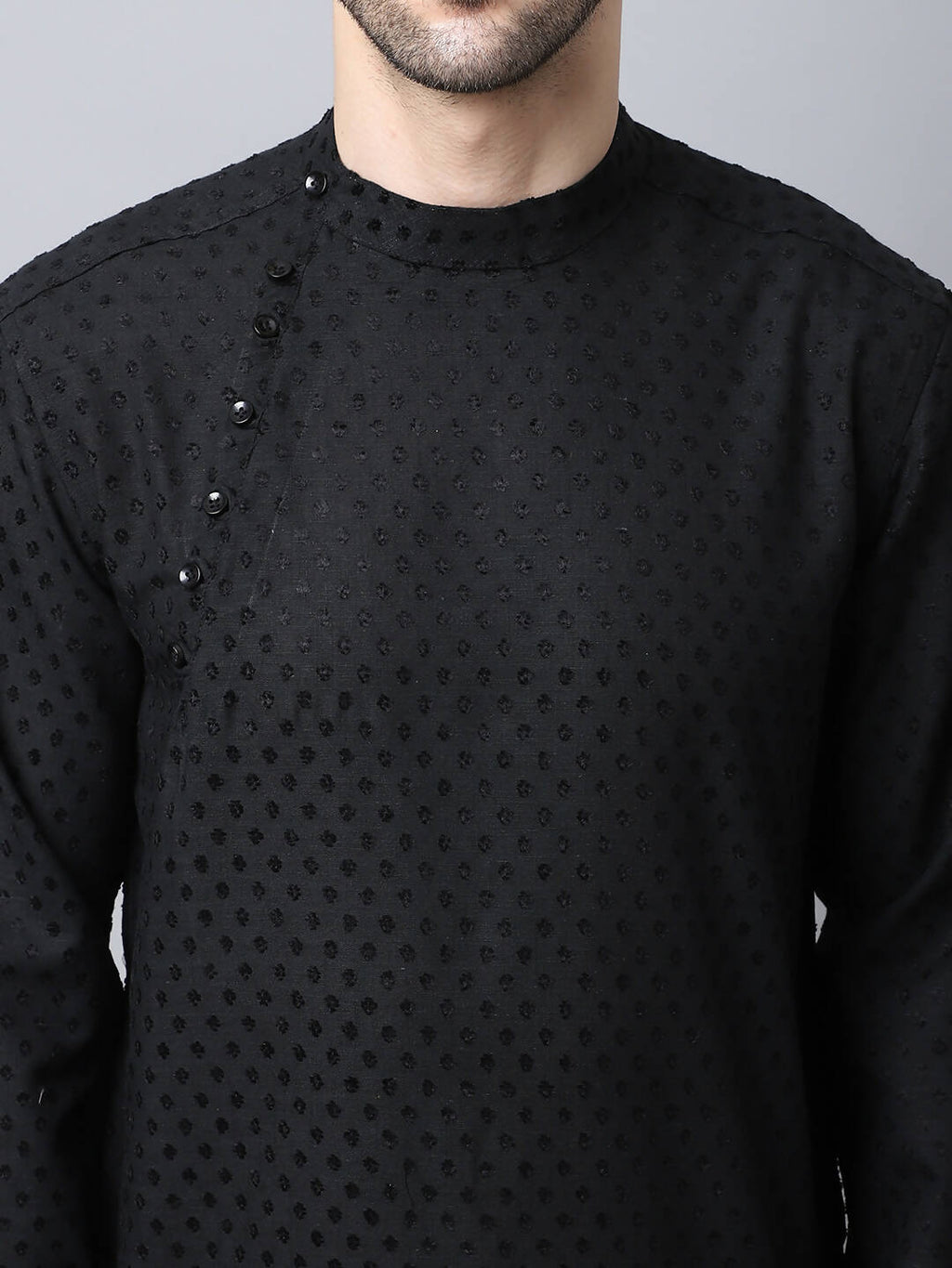 Even Apparels Black Pure Cotton Men's Kurta With Side Placket - Distacart