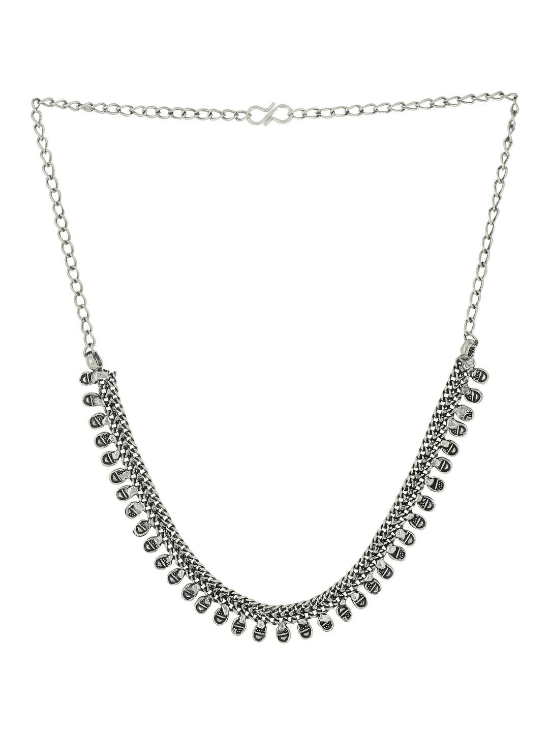 NVR Women Silver-Plated Oxidised Necklace