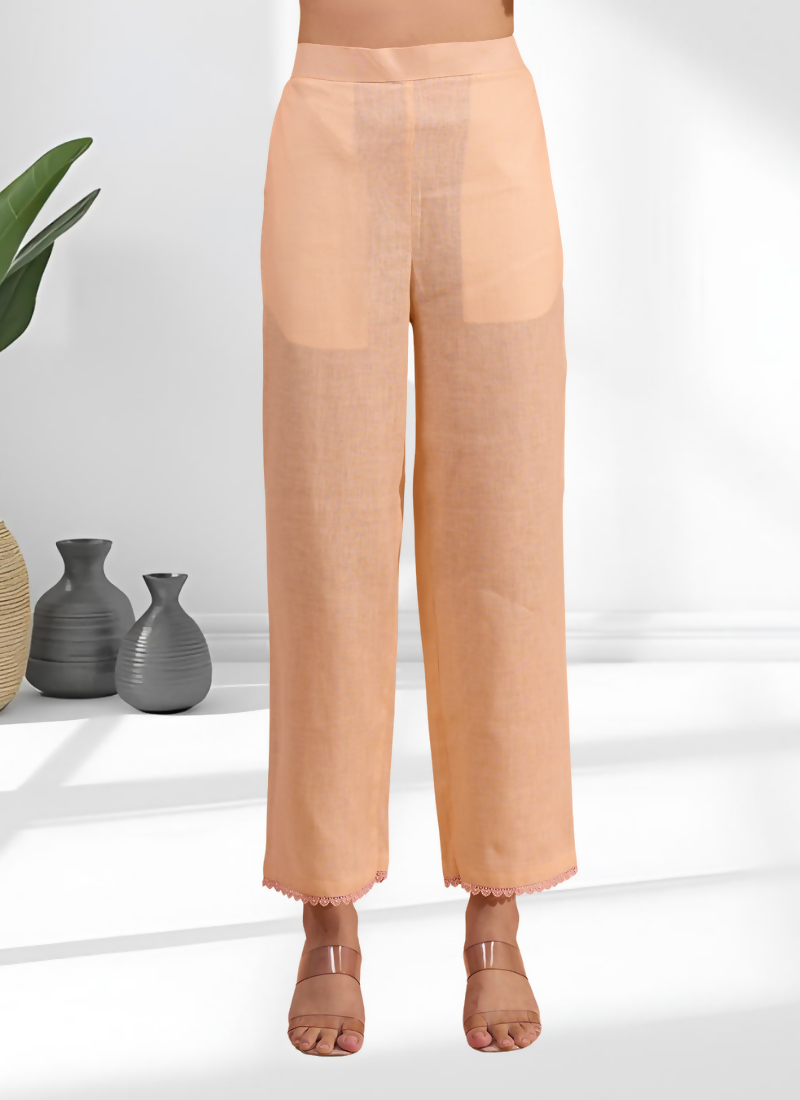 Joban Fashion Coral Linen Embroidered Readymade Long Kurta With Pant - Distacart