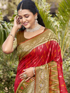 Shree Shyam Fashion Red Pochampally Silk Saree - Distacart