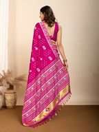 Pink Soft Silk Woven Meenakari Designer Saree - Vedanti