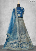 Teal Net Thread With Sequence Work Lehenga Choli - Nimaya Ishani