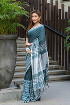 Beatitude Blue Cotton Tanchori Handloom Saree