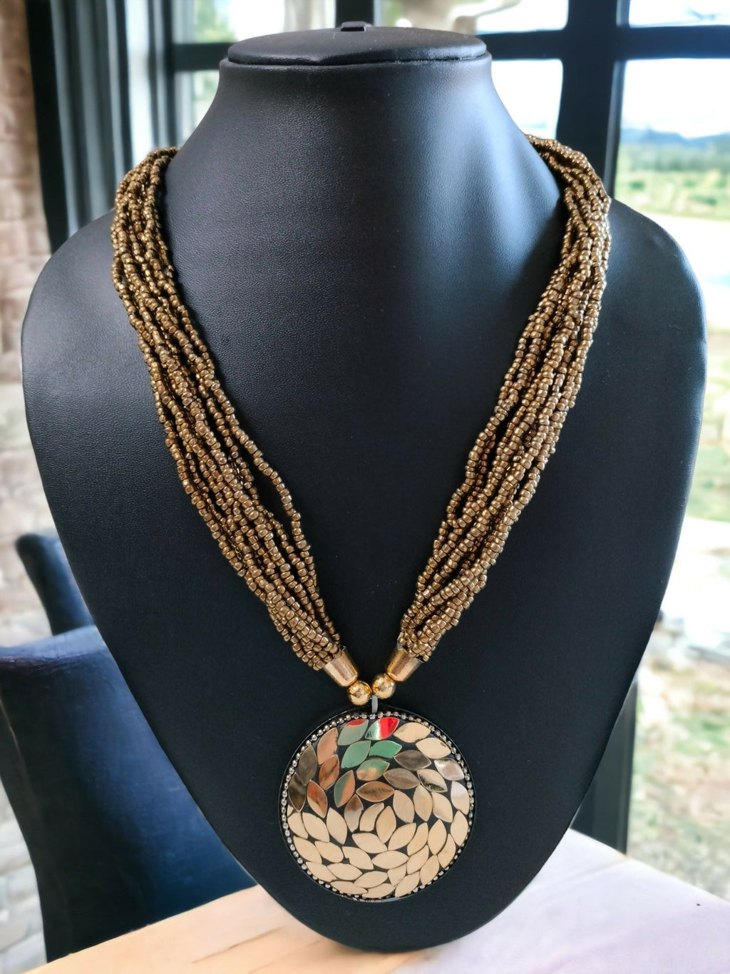 Inhanns Everyday Statement Beaded Pendant Necklace - Golden