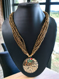 Inhanns Everyday Statement Beaded Pendant Necklace - Golden