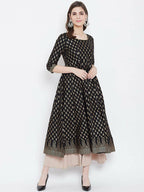 Cheera Embellished Daily Wear Cotton Blend Kurta - Black