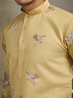 Vastranavya Yellow Exclusive Festival Wear Viscose Silk Thread & Sequence Embroidered Work Kurta