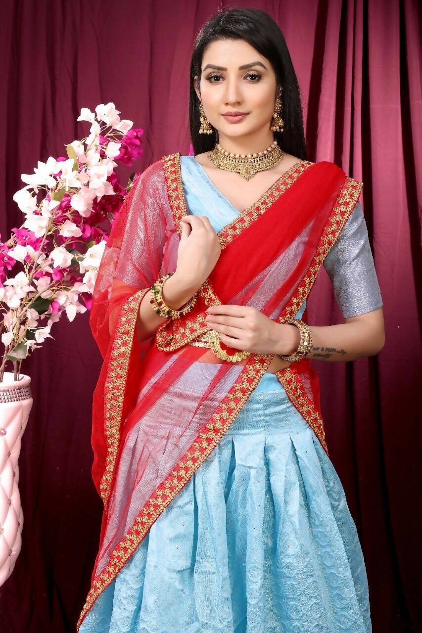 DEIANA'S Beautiful Pure Jari Silk Weaving Lehengha Choli - Sky Blue