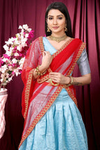 DEIANA'S Beautiful Pure Jari Silk Weaving Lehengha Choli - Sky Blue