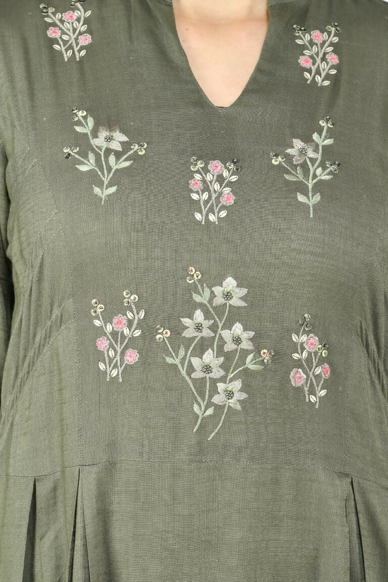 Joban Fashion Olive Cotton Rayon Tunic
