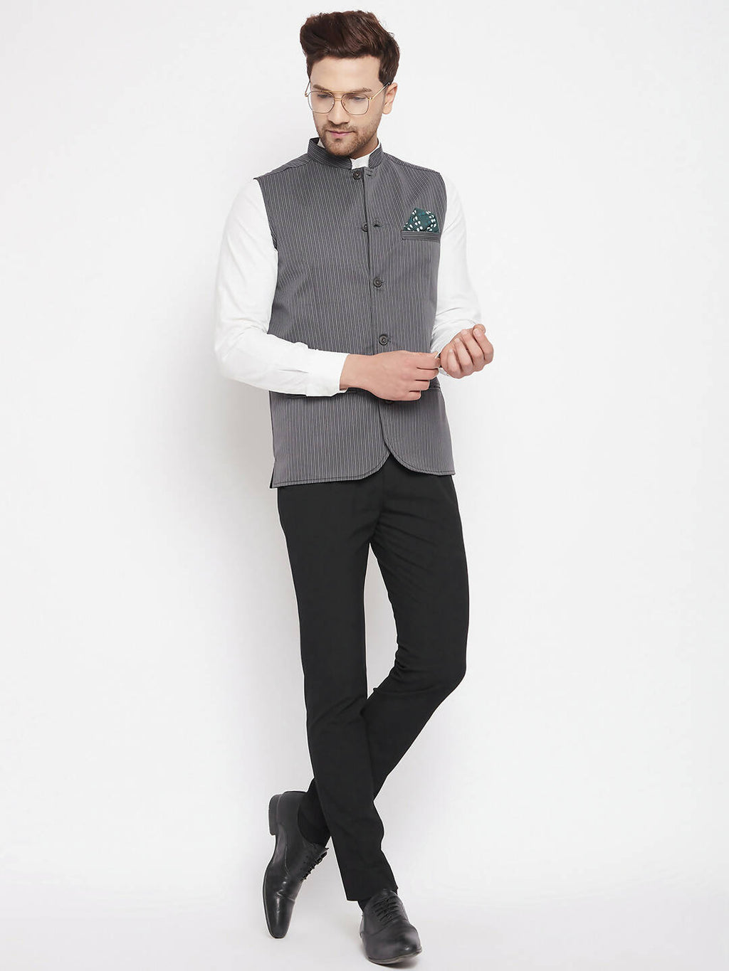 Even Apparels Grey Merino Men Woven Nehru Jacket BF708 - Distacart