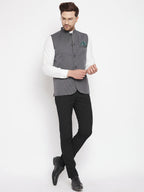 Even Apparels Grey Merino Men Woven Nehru Jacket BF708 - Distacart