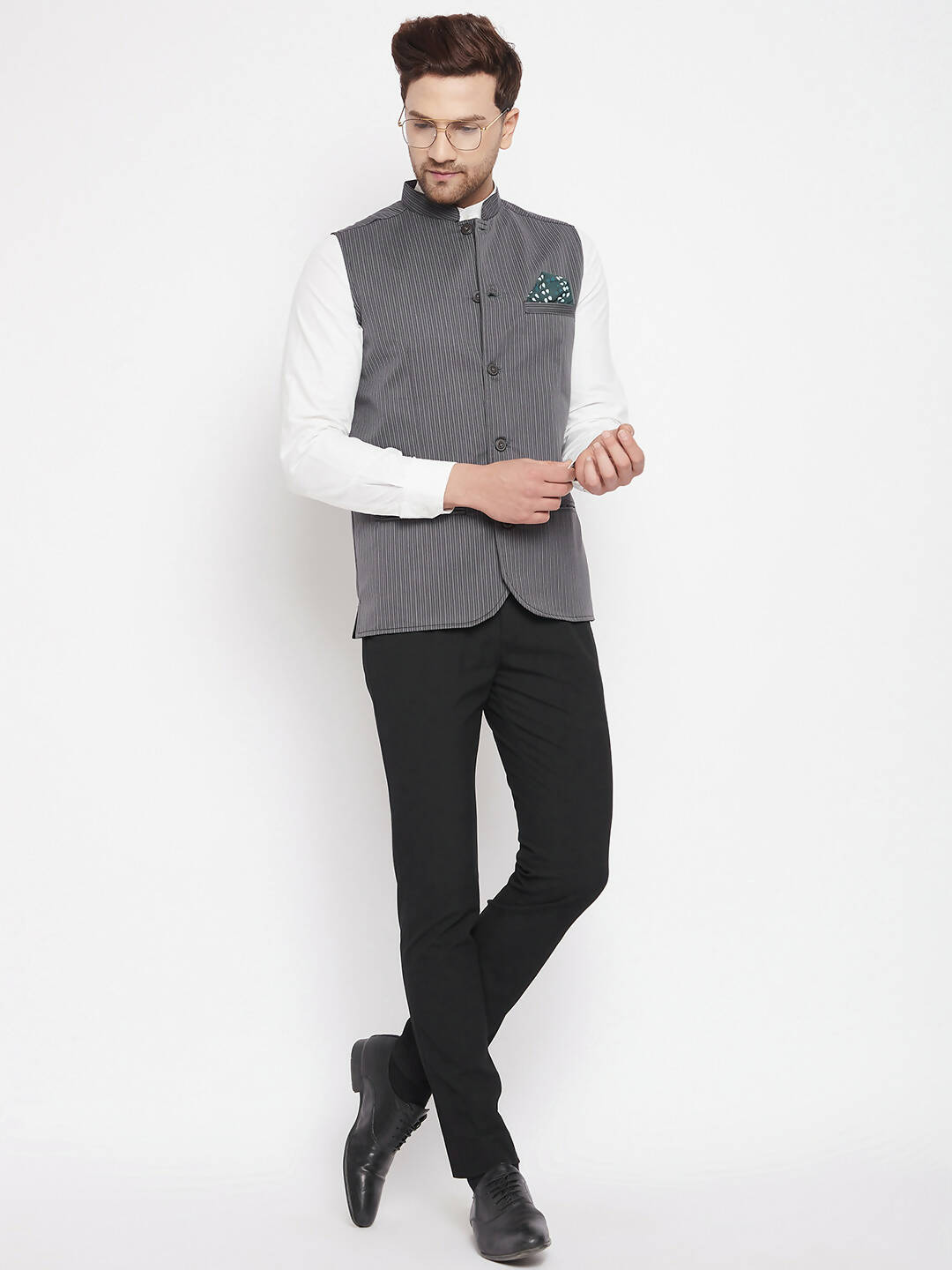 Even Apparels Grey Merino Men Woven Nehru Jacket BF708 - Distacart