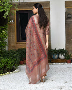 Vaasva Women's Chanderi Printed Suit Set With Pant And Printed Dupatta