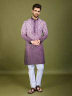 Vastranavya Ombre Purple Premium Viscose Silk Thread & Sequence Embroidery work Kurta